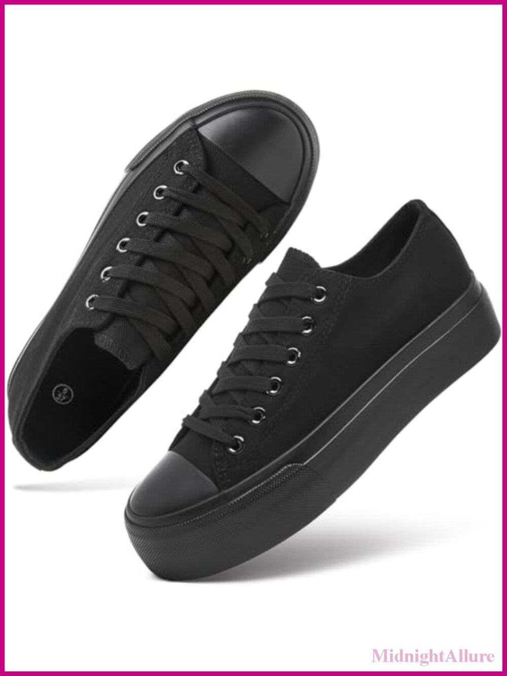 Womens Platform Canvas Sneakers Lace-Up Tennis Shoes